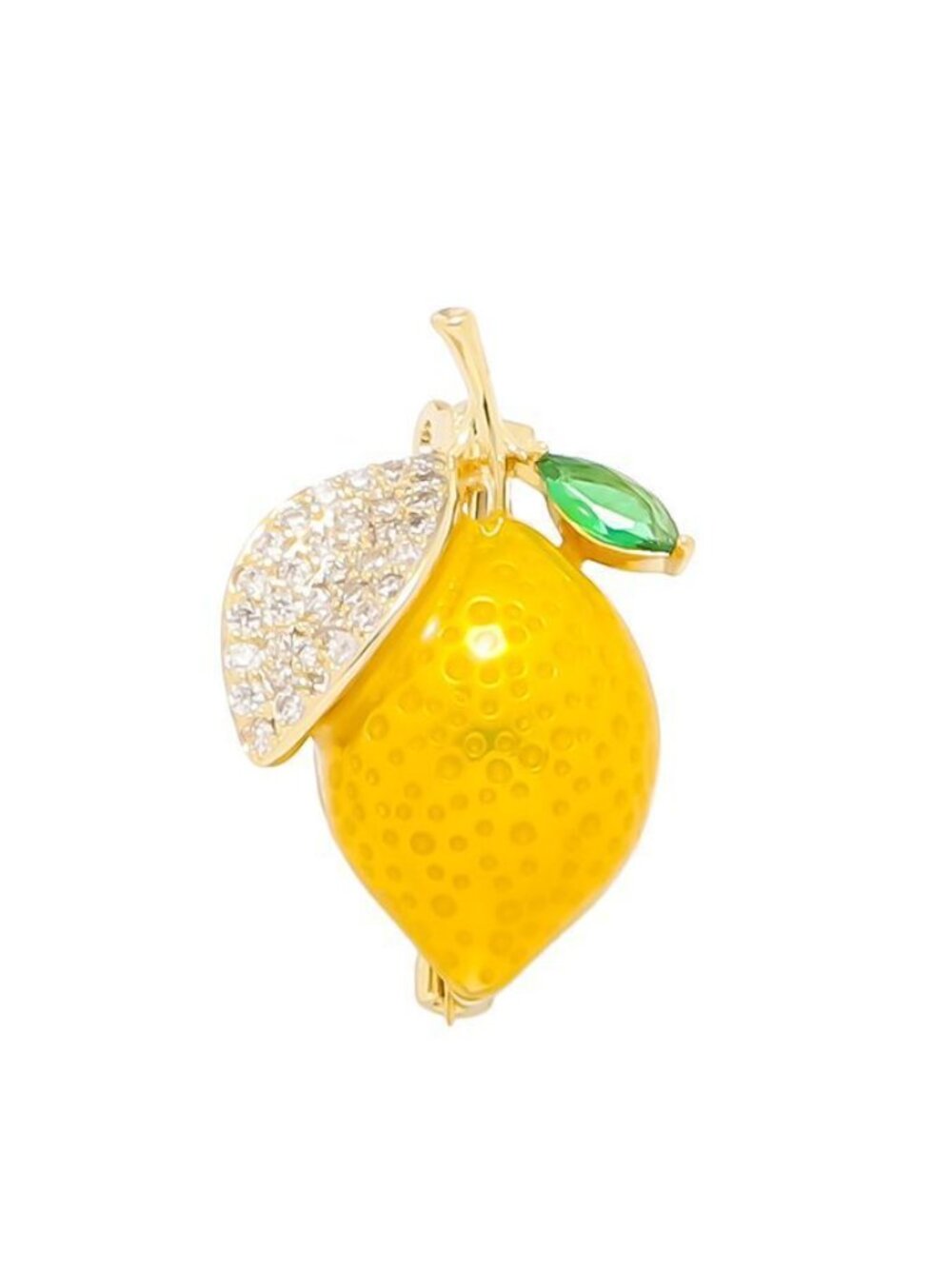 Lemon Keychain + Matching Lemon Pin Set, Yellow Enamel Rhinestone Purse Charm - Picture 8 of 8